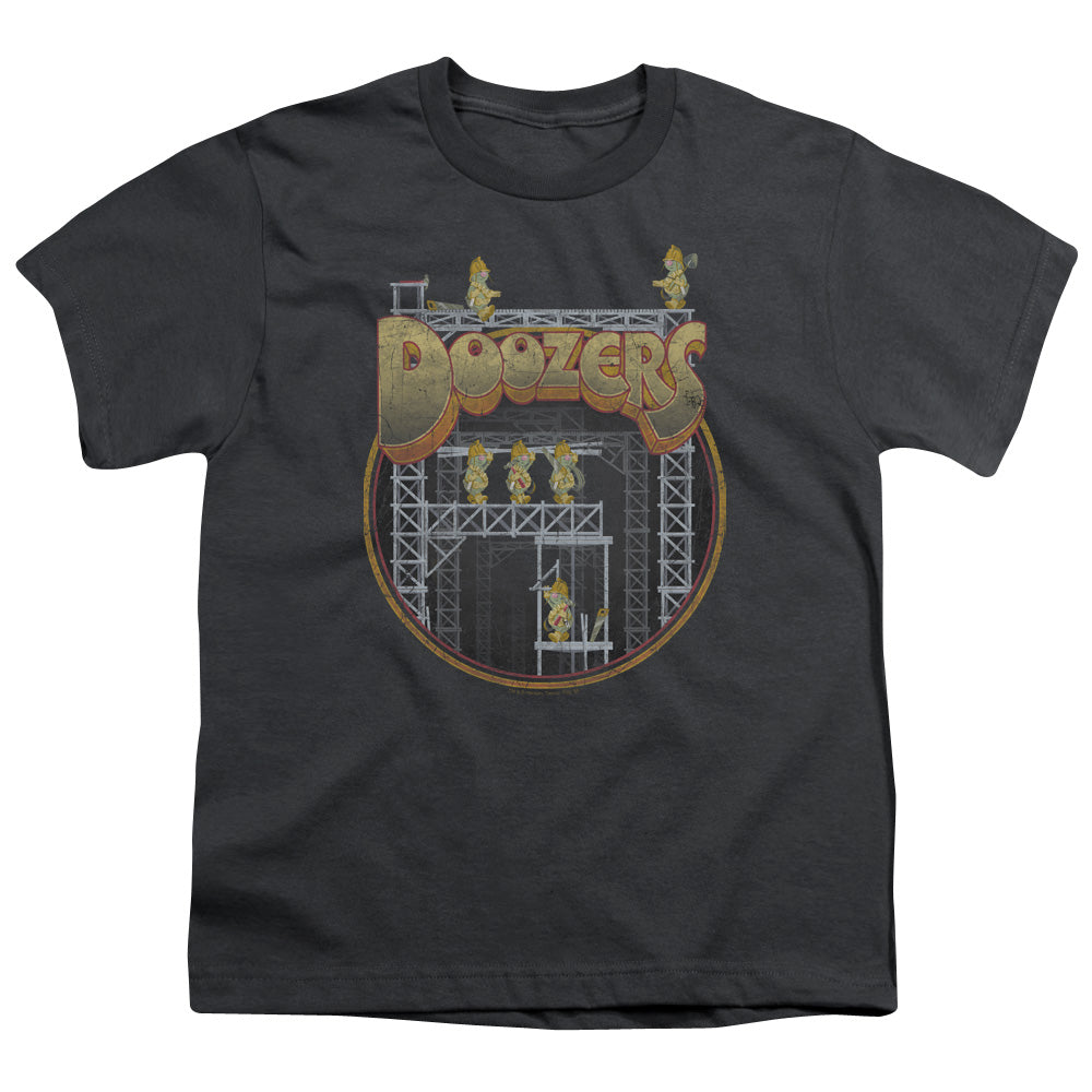 Fraggle Rock Doozers Construction Kids Youth T Shirt Charcoal