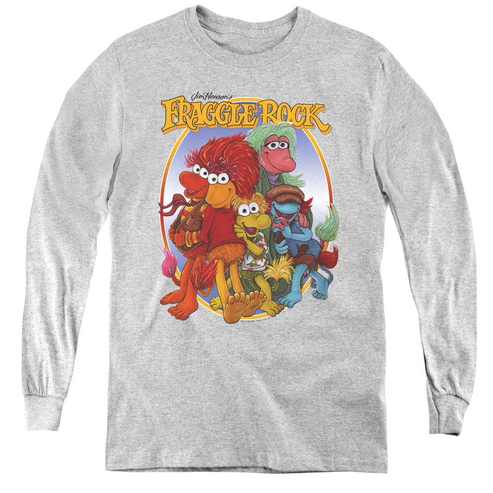 Fraggle Rock Group Hug Long Sleeve Kids Youth T Shirt Athletic Heather