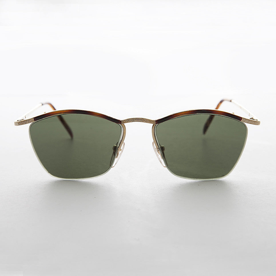 90s Unisex Classic Vintage Sunglass with Metal Half Rim - Francis