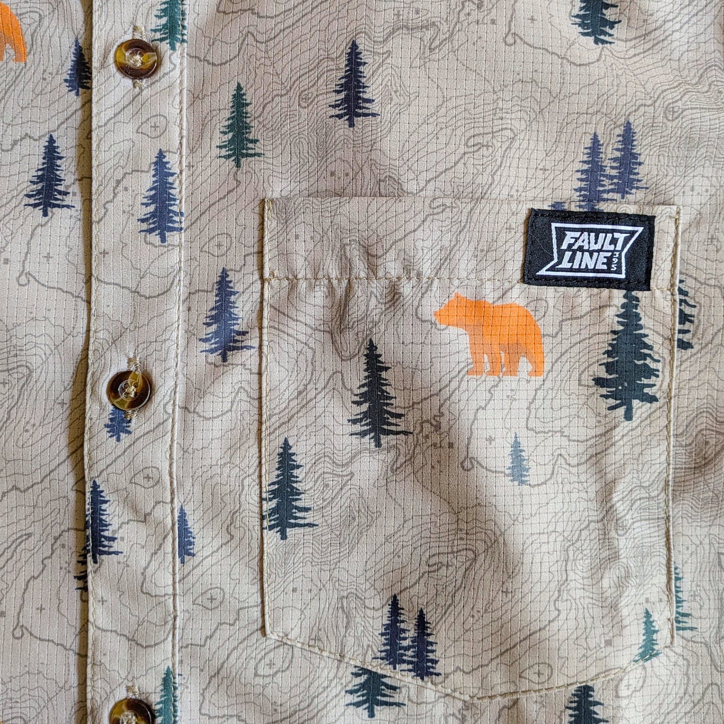 Langley Tech Button Up Shirt - Khaki/Bear