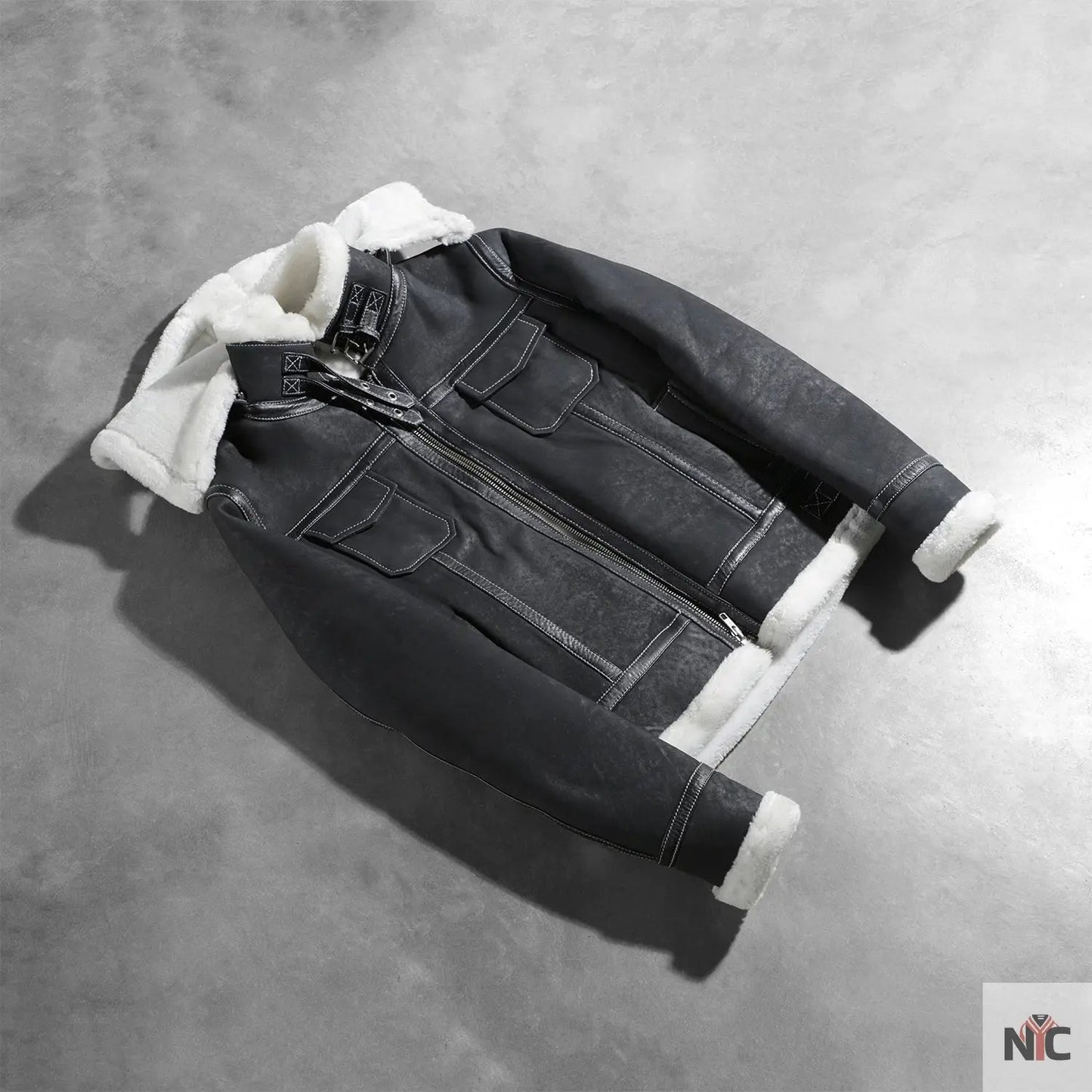 Fiona Black Hooded Shearling Leather Jacket