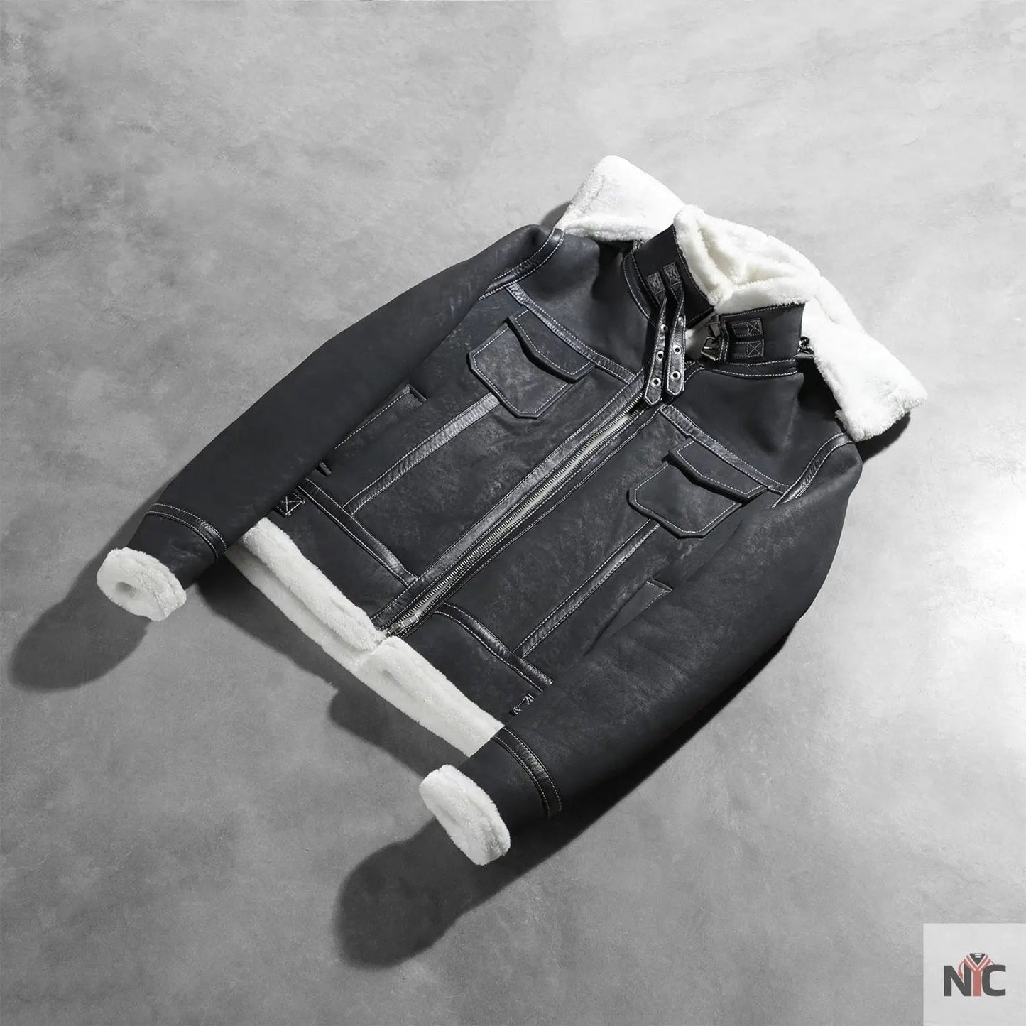 Fiona Black Hooded Shearling Leather Jacket