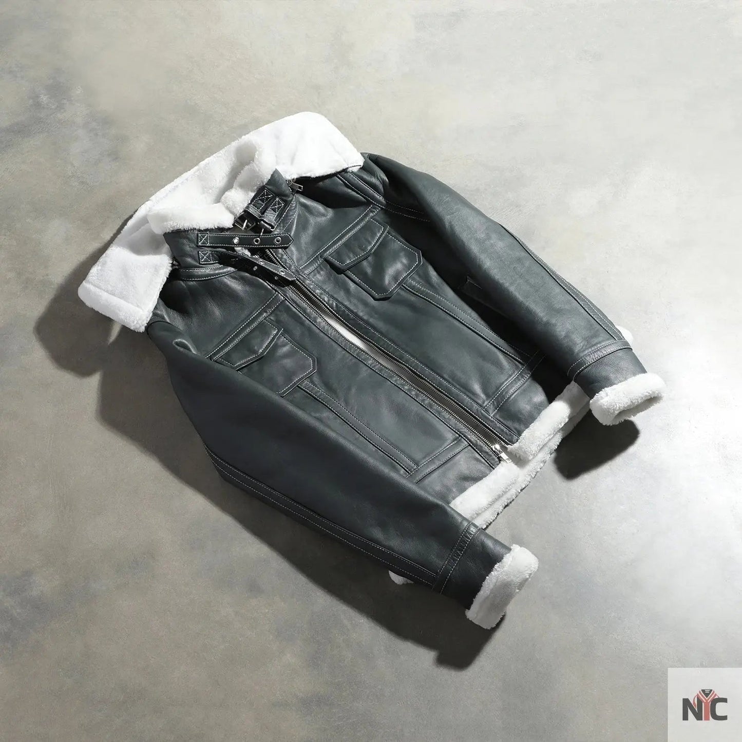 Fiona Green Hooded Shearling Leather Jacket