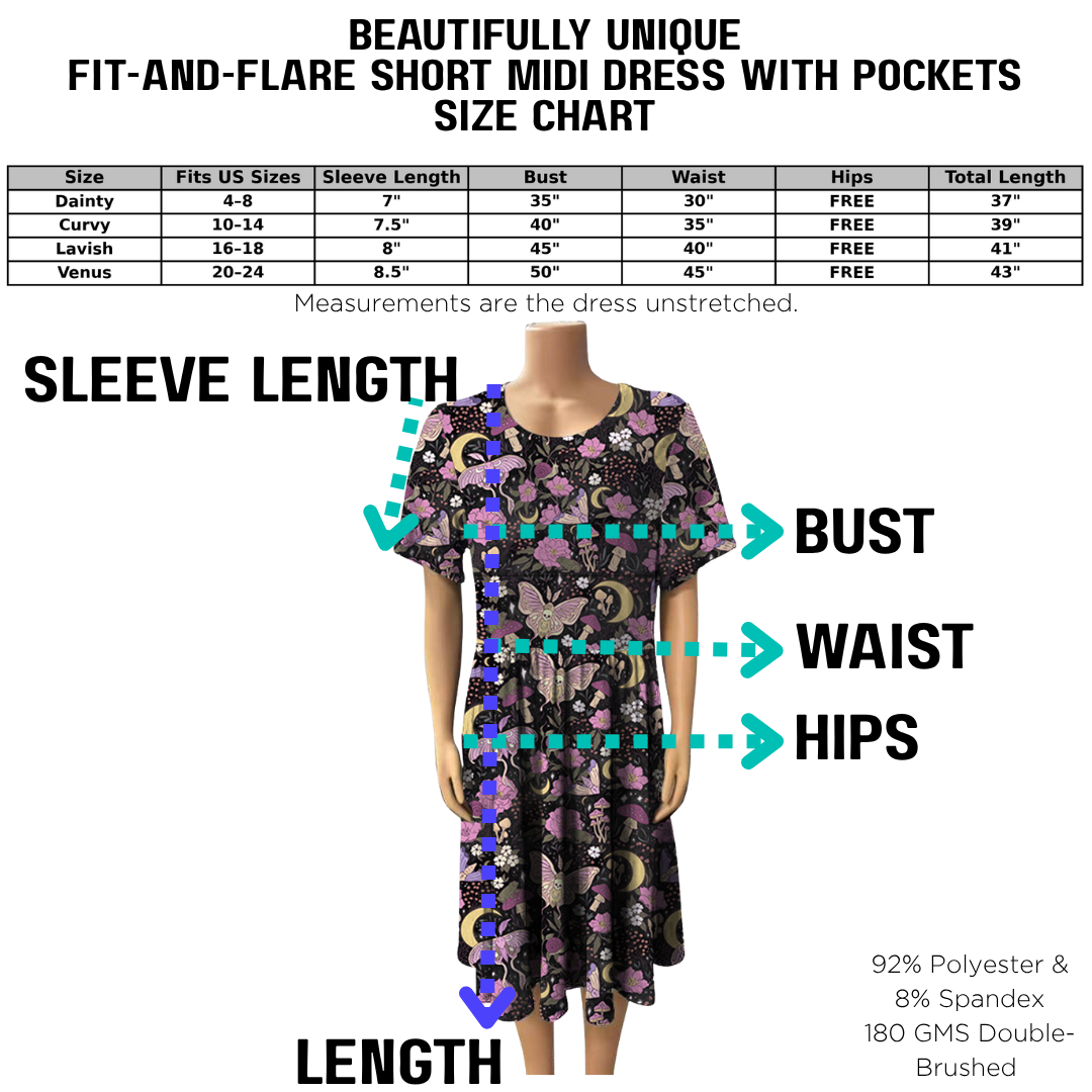 CANCELLED Pastel Goth Fit-and-Flare Short Midi Dress with Pockets - High-quality Handcrafted Vibrant Dresses