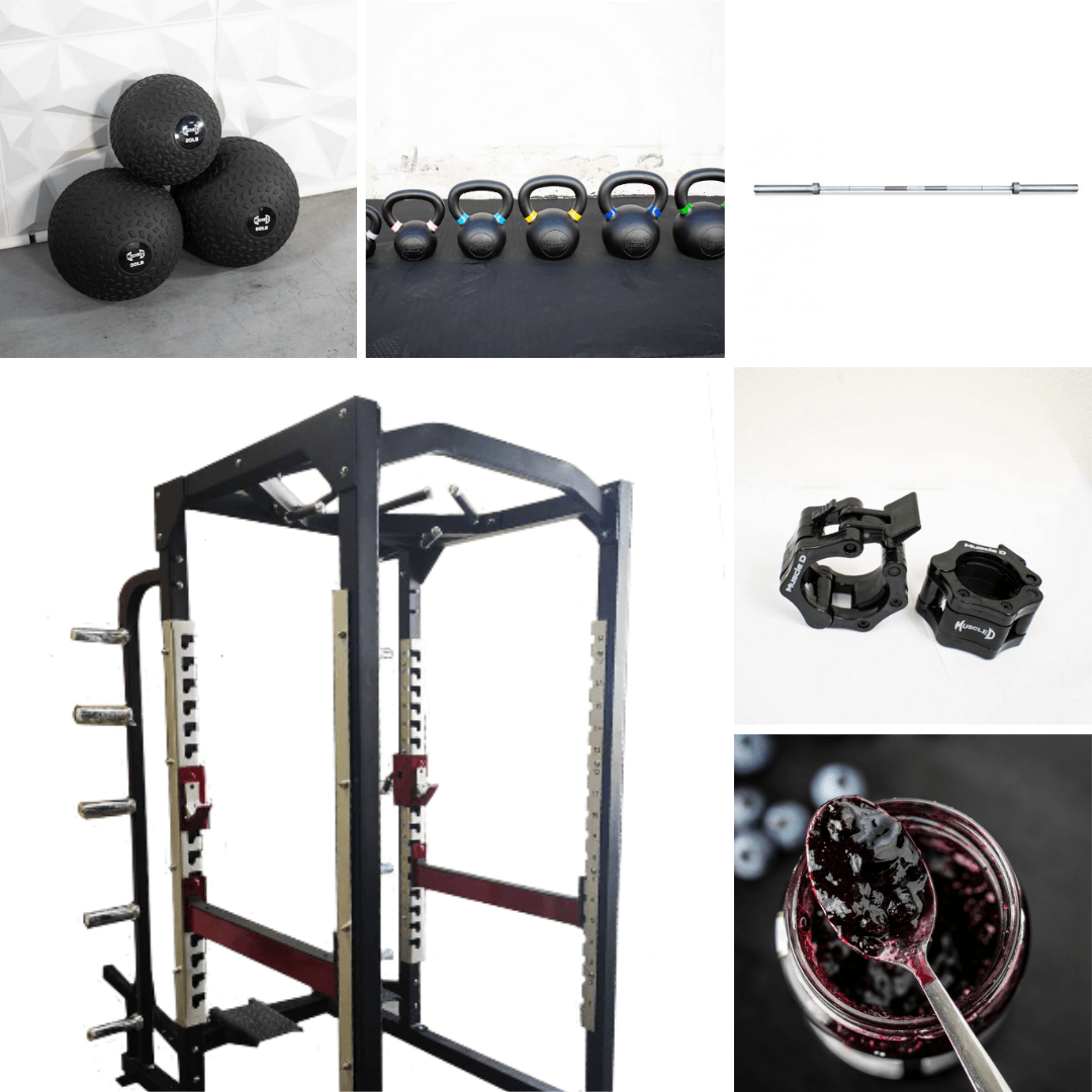 Power Cage Complete Weight Set - Muscle D Fitness - Commercial Squat Rack - Functional Pull-Up Bar - 10 Weight Storage Pegs - Power Rack