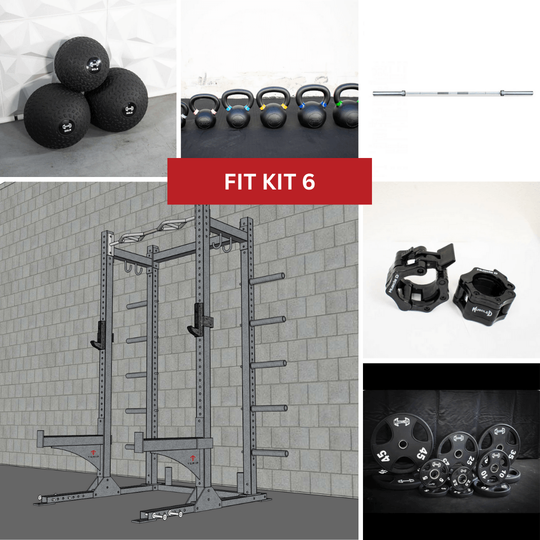 TGrip Commercial Half Rack Complete Kit - 3x3 Steel - Functional Multi-Grip Pull-Up - Bar & Plate Storage - J-Hooks