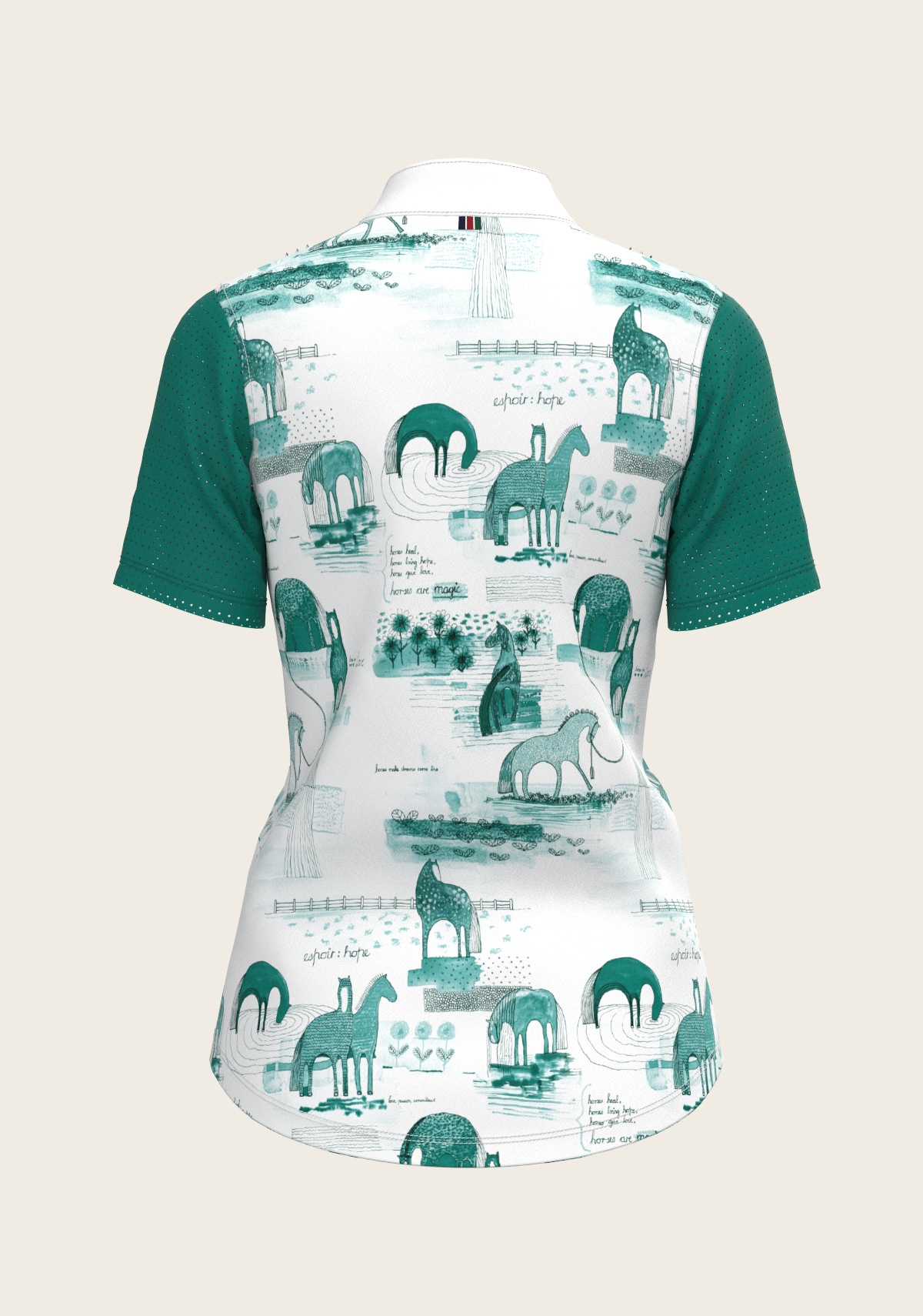 Daydreaming Horses in Green Short Pleated Short Sleeve Show Shirt