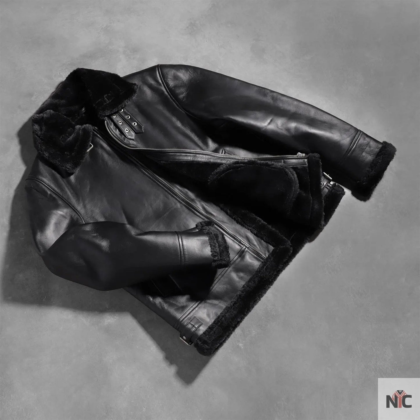 Francis B-3 Black Leather Bomber Jacket