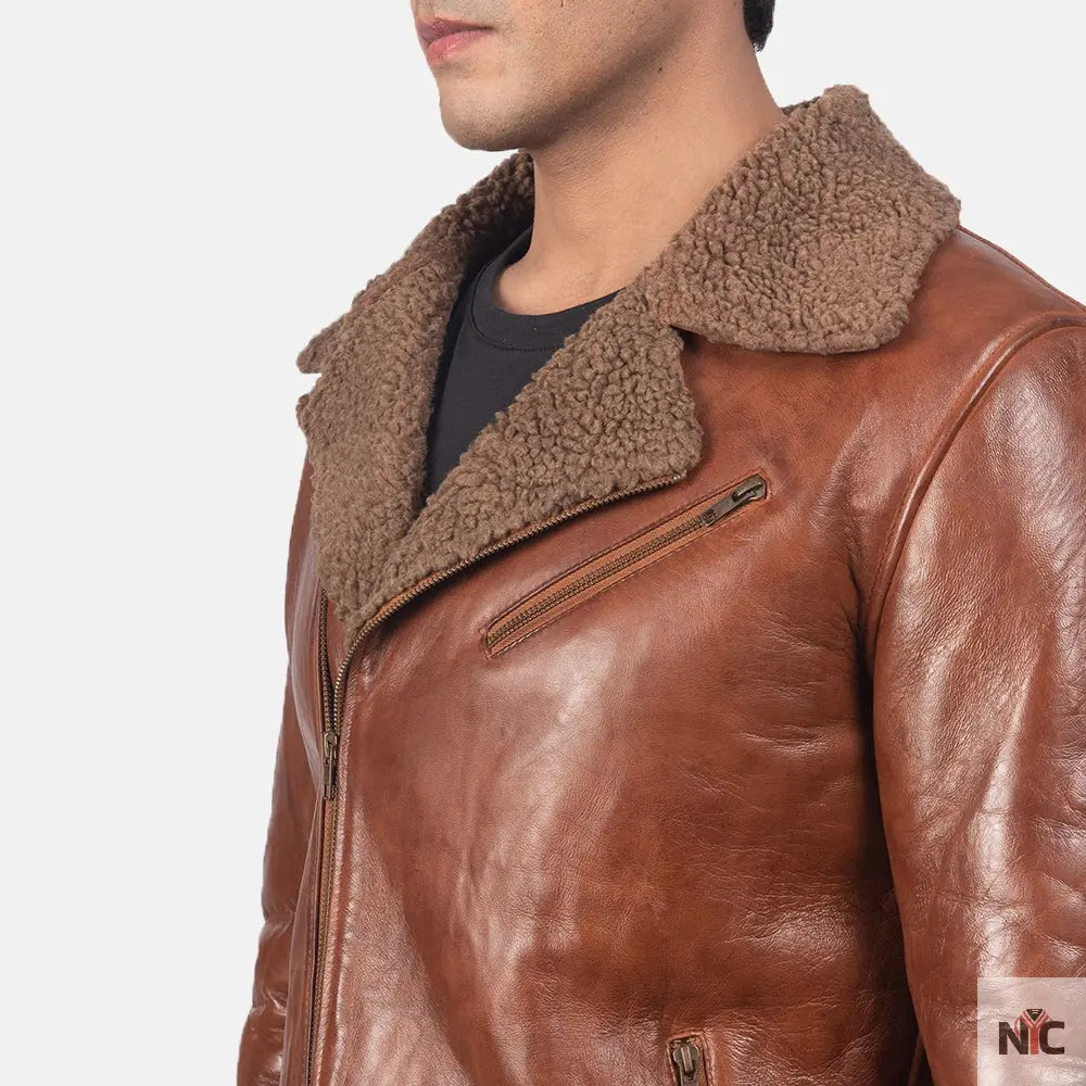 Furton Disressed Black Leather Biker Jacket