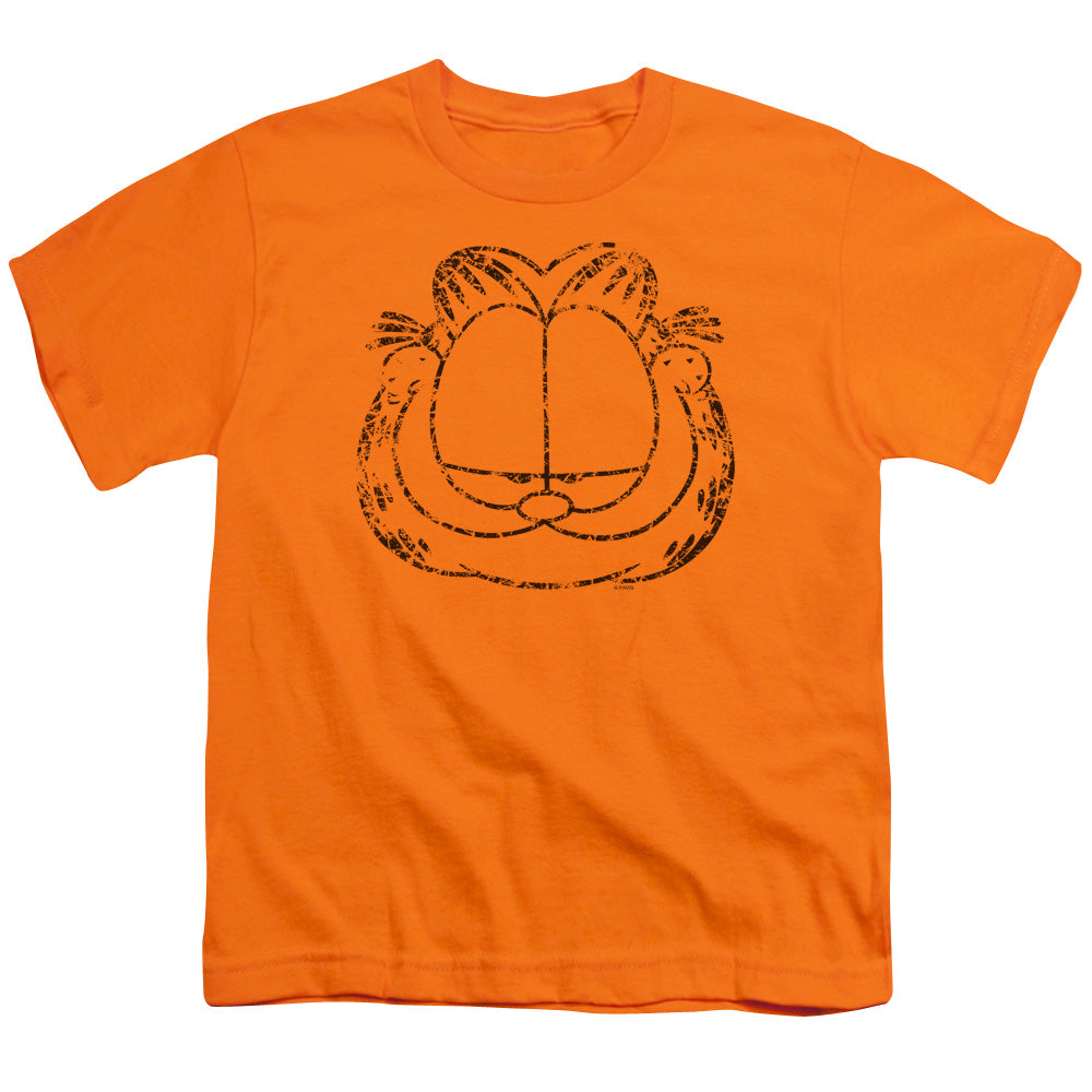 Garfield Irking Distressed Kids Youth T Shirt Orange