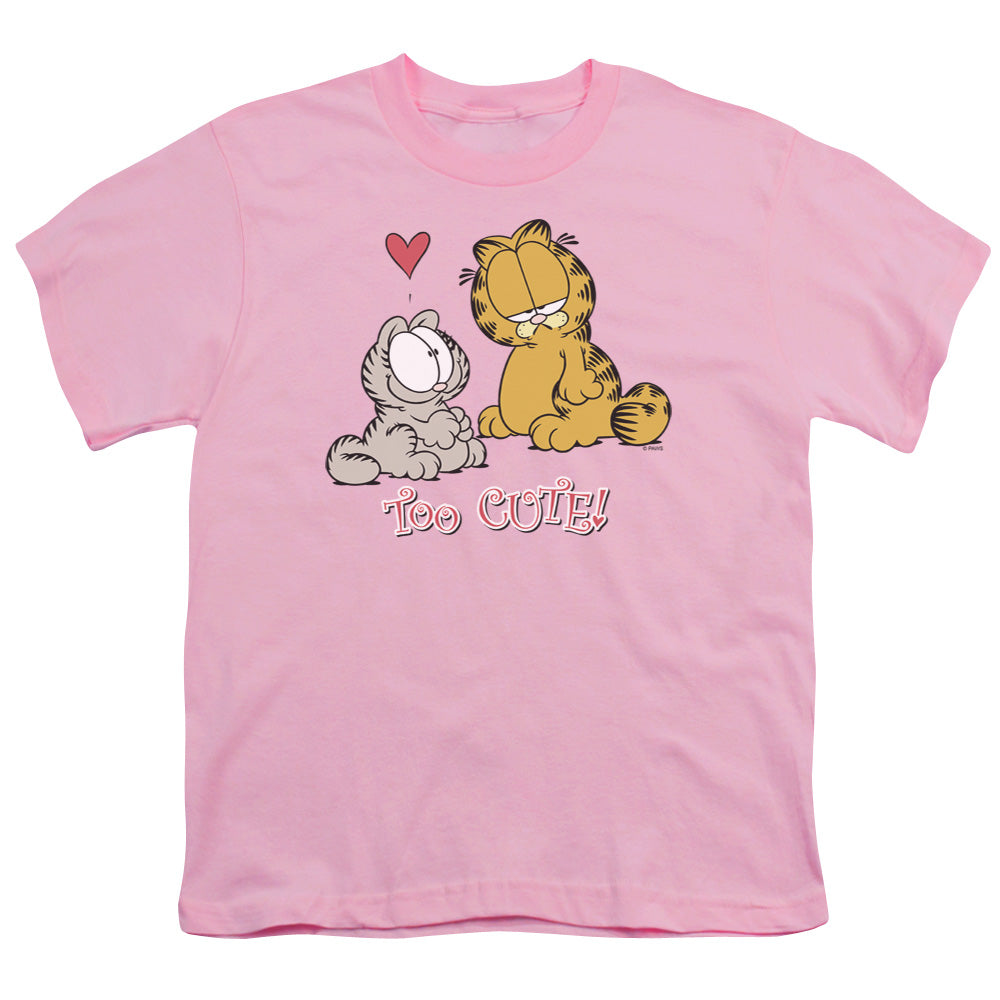 Garfield Too Cute Kids Youth T Shirt Pink