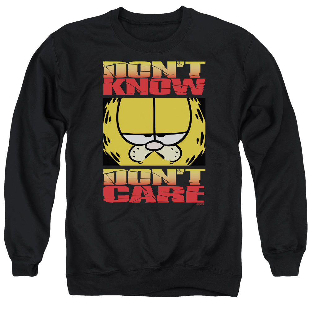 Garfield Don't Know Don't Care Mens Crewneck Sweatshirt Black
