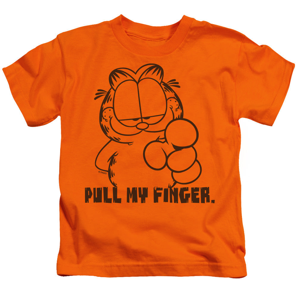 Garfield Pull My Finger Juvenile Kids Youth T Shirt Orange