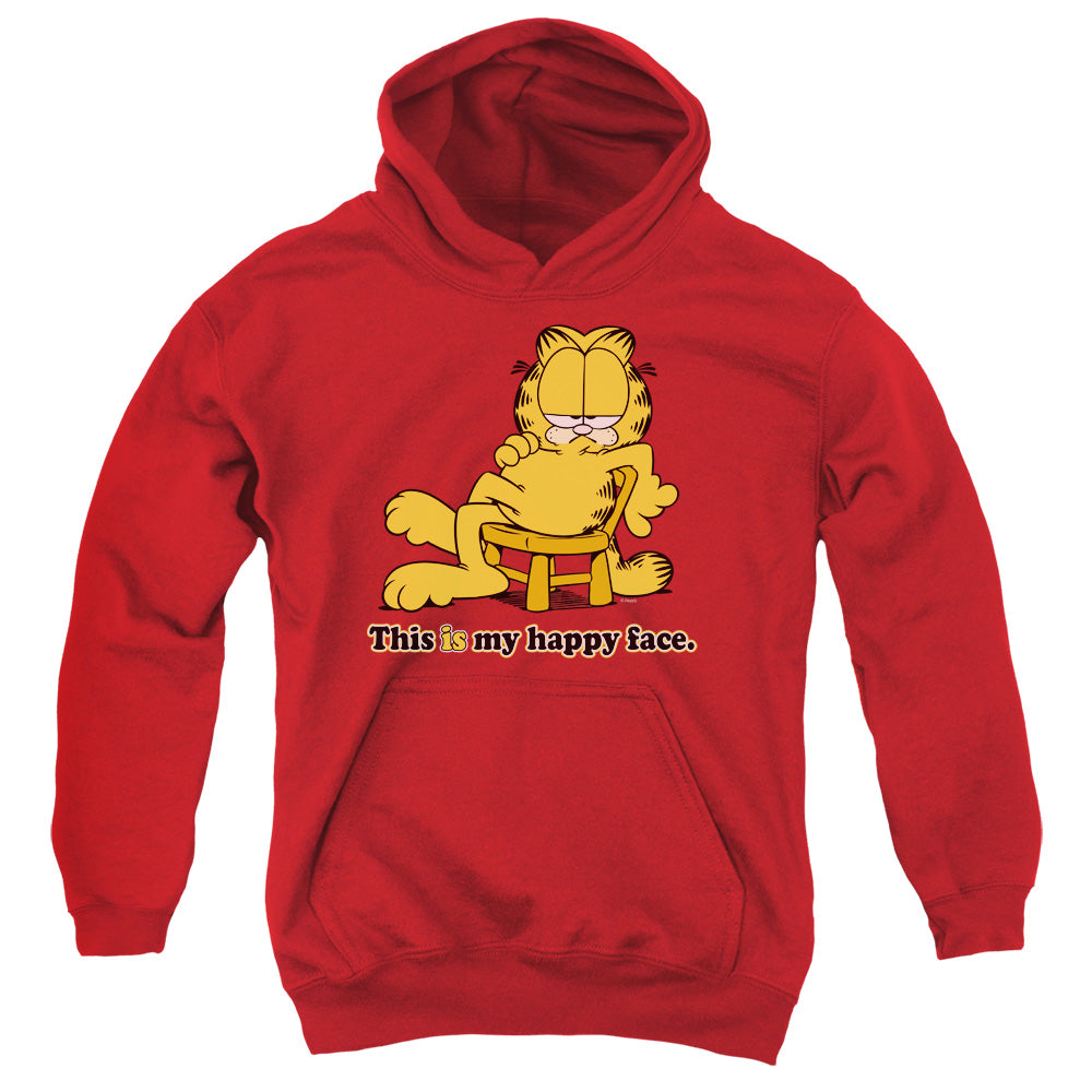 Garfield Happy Face Kids Youth Hoodie Red