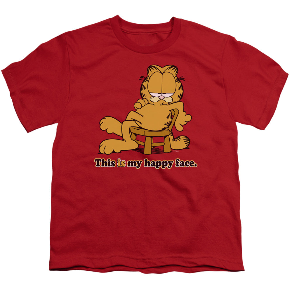 Garfield Happy Face Kids Youth T Shirt Red