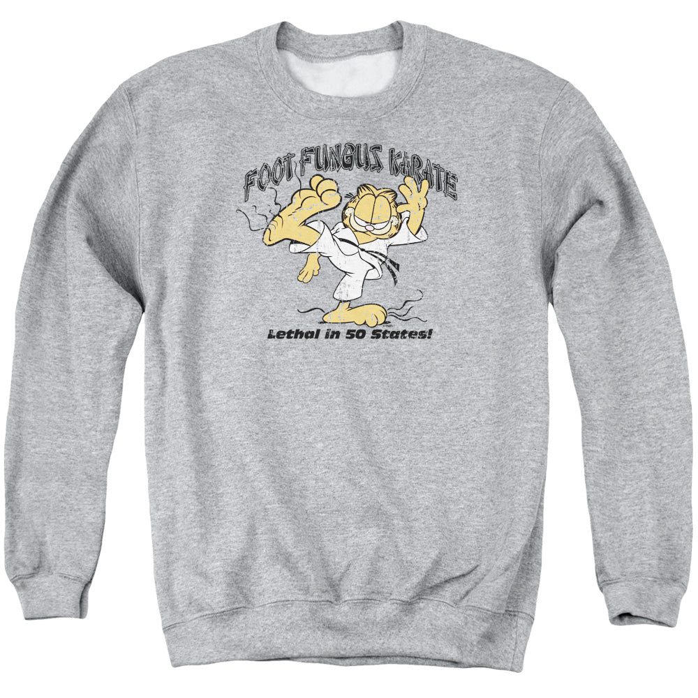 Garfield Foot Fungus Karate Mens Crewneck Sweatshirt Athletic Heather