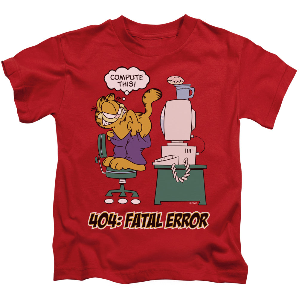 Garfield Compute This Juvenile Kids Youth T Shirt Red