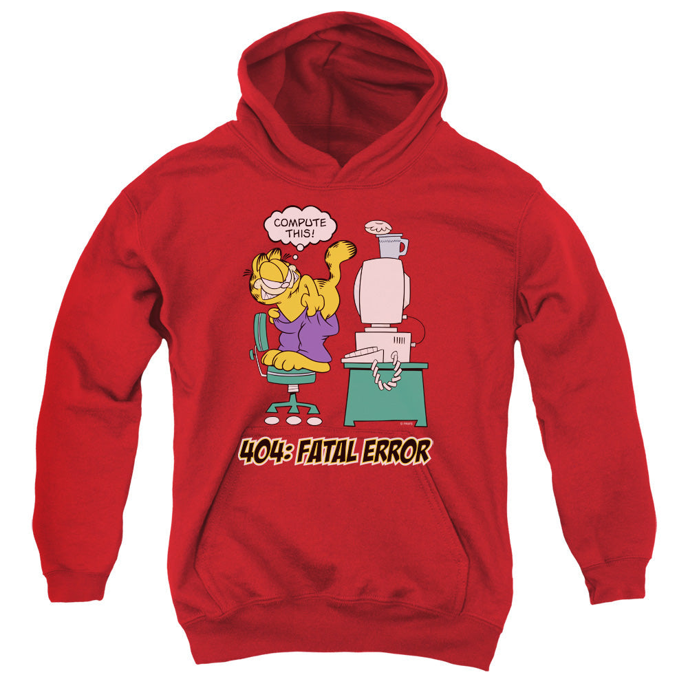 Garfield Compute This Kids Youth Hoodie Red