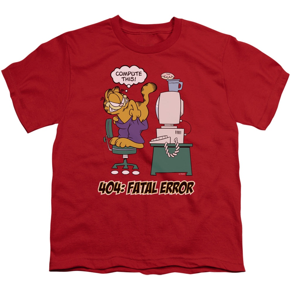 Garfield Compute This Kids Youth T Shirt Red