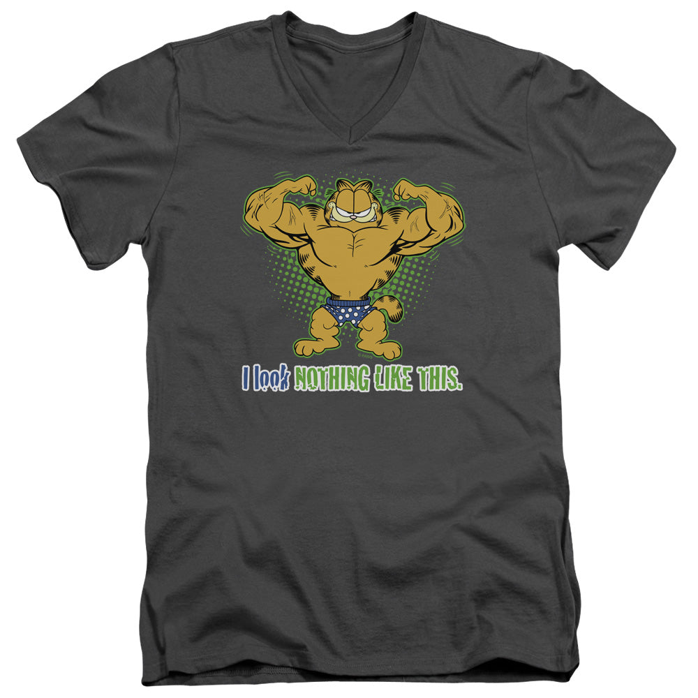 Garfield Nothing Like This Mens Slim Fit V-Neck T Shirt Charcoal
