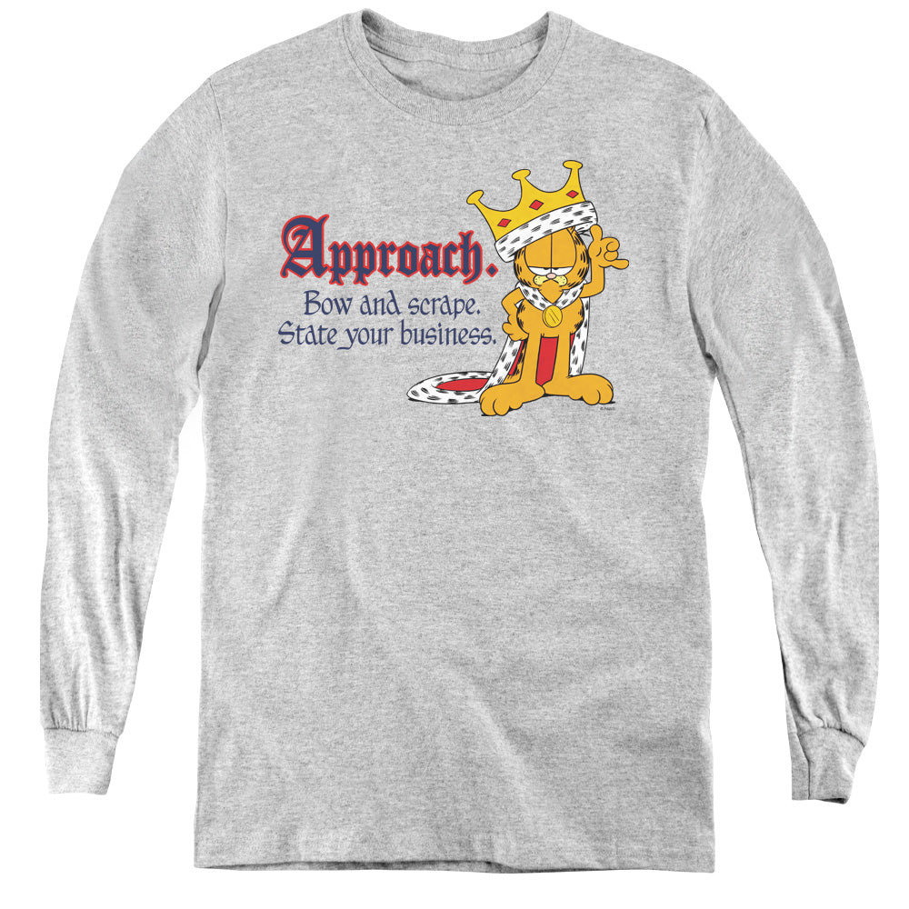 Garfield State Your Business Long Sleeve Kids Youth T Shirt Athletic Heather