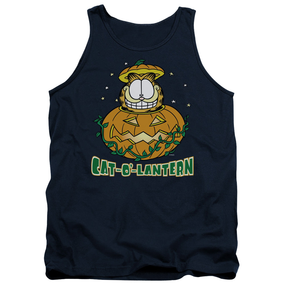 Garfield Cat O Lantern Mens Tank Top Shirt Navy