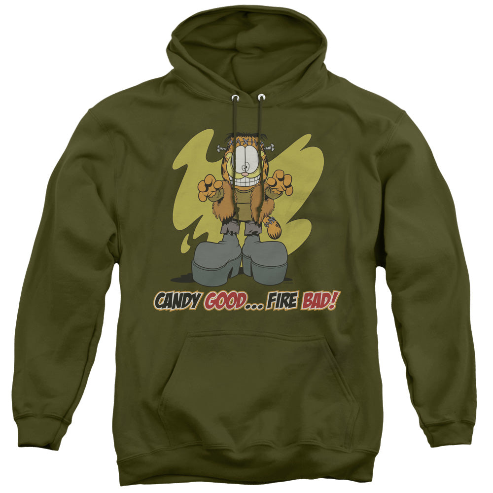 Garfield Candy Good Mens Hoodie Military Green