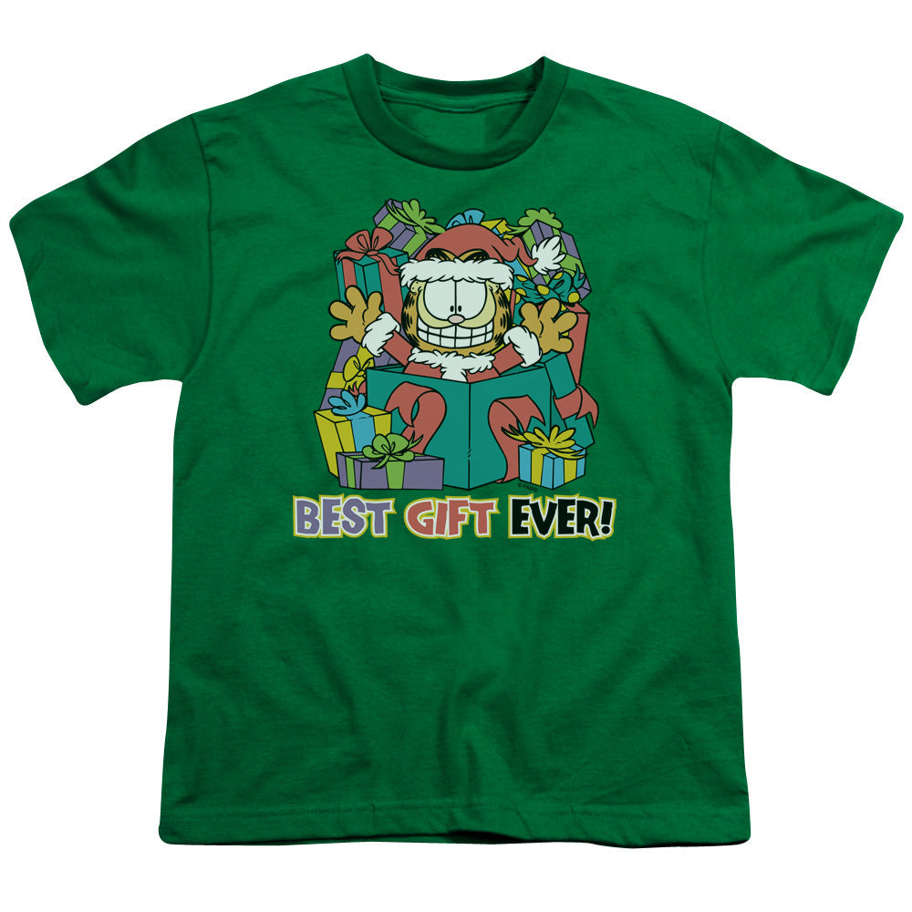 Garfield Best Gift Ever Kids Youth T Shirt Kelly Green