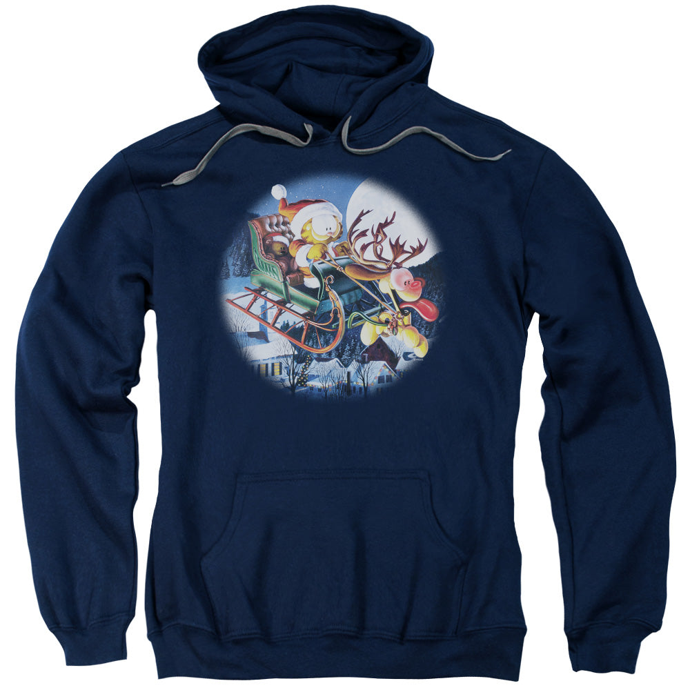 Garfield Moonlight Ride Mens Hoodie Navy