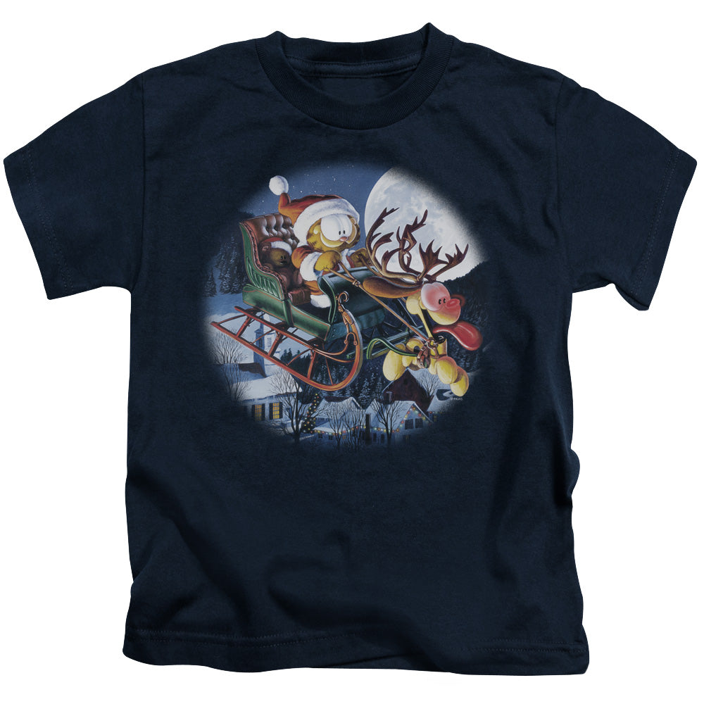 Garfield Moonlight Ride Juvenile Kids Youth T Shirt Navy