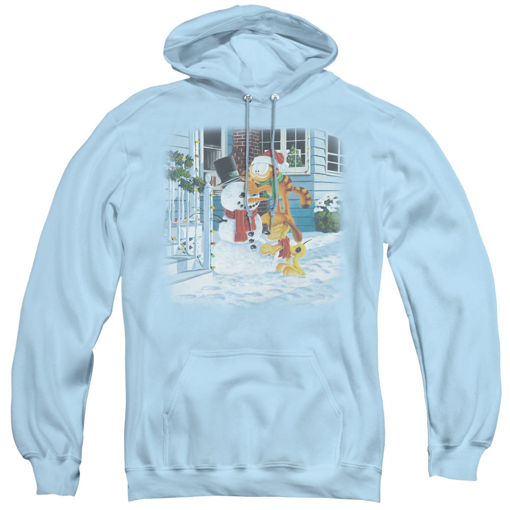 Garfield Snow Fun Mens Hoodie Light Blue