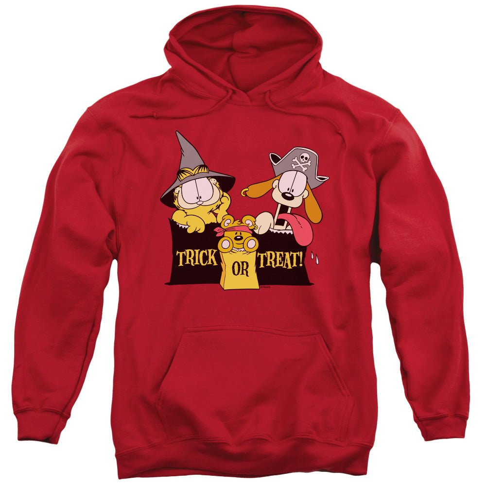 Garfield Trick Or Treat Mens Hoodie Red