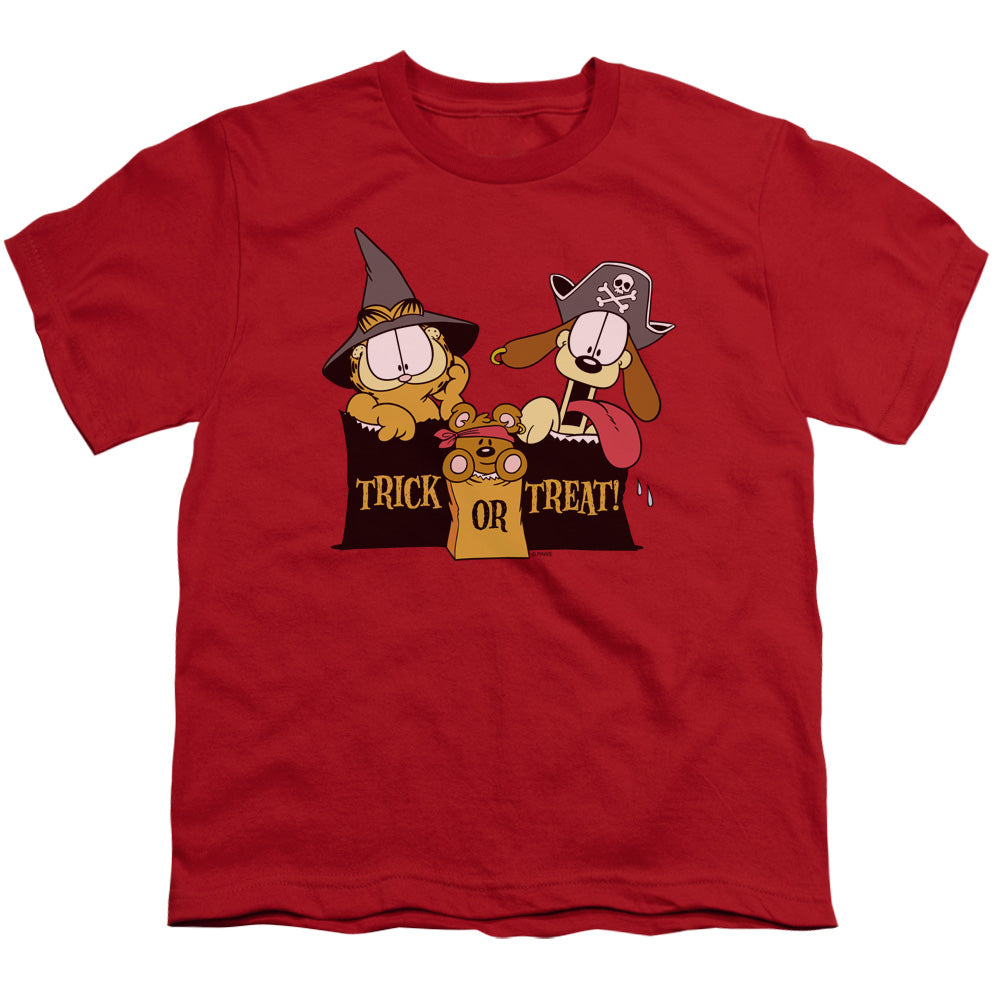 Garfield Trick or Treat Kids Youth T Shirt Red
