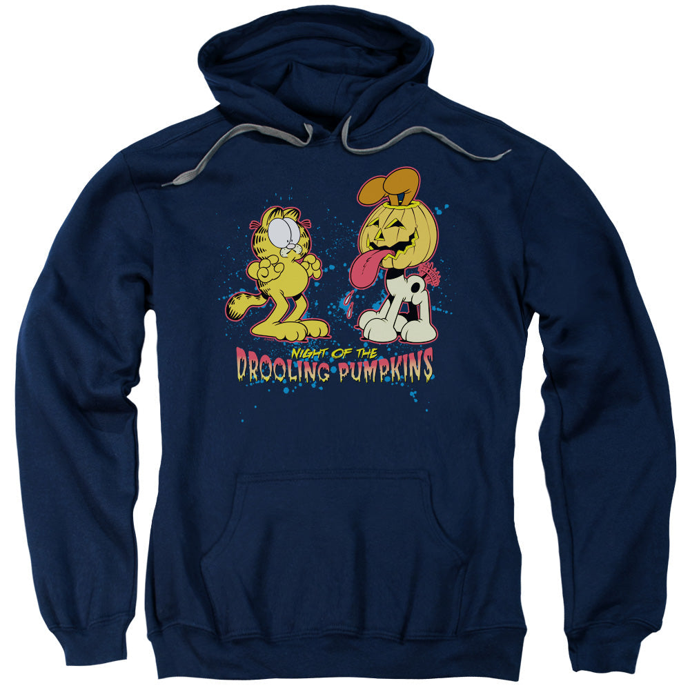 Garfield Drooling Pumpkins Mens Hoodie Navy