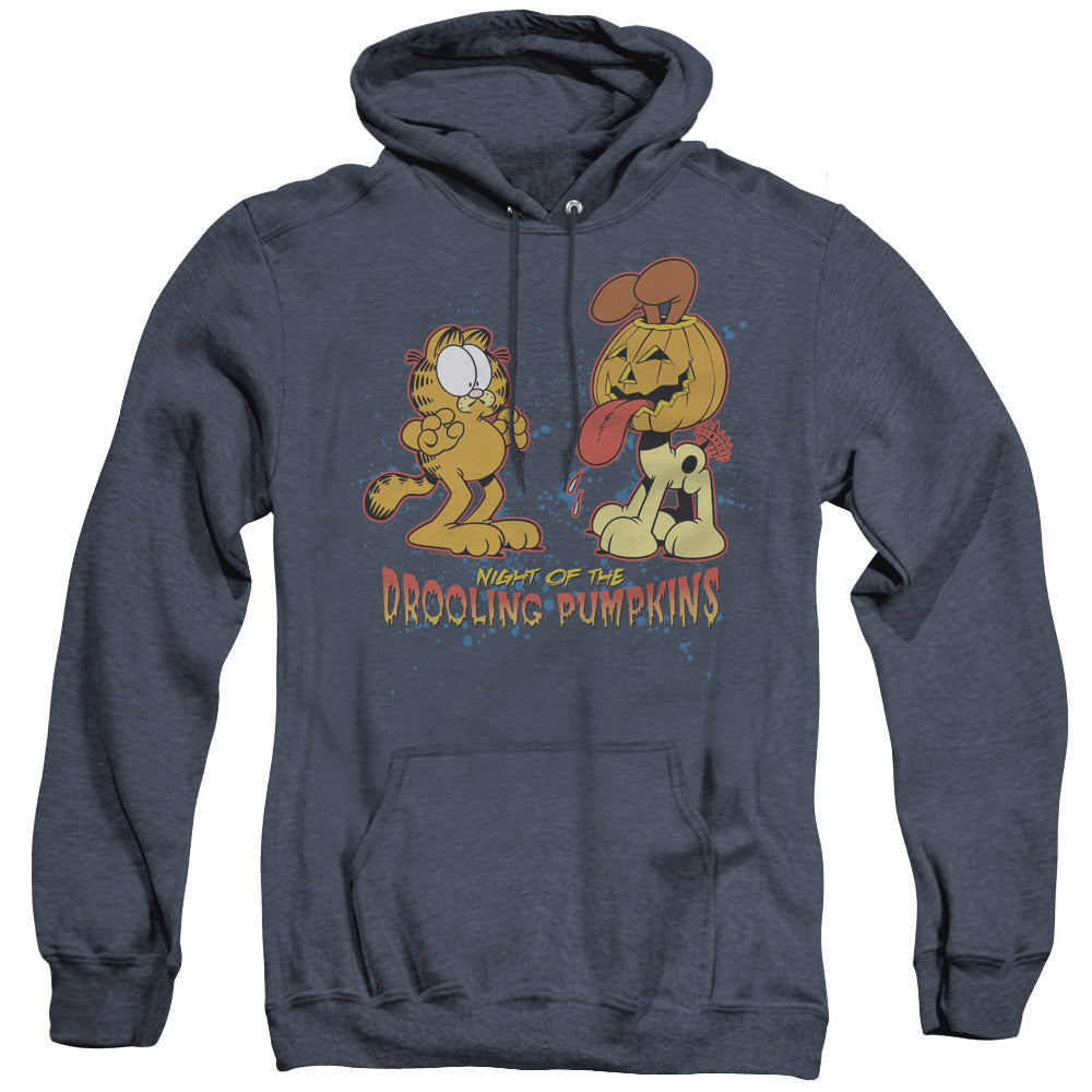 Garfield Drooling Pumpkins Heather Mens Hoodie Navy