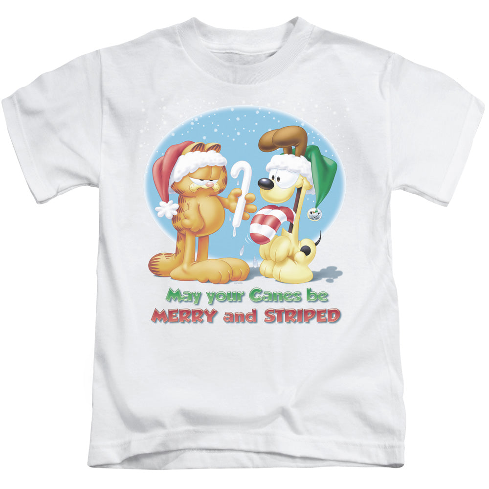 Garfield Merry and Striped Juvenile Kids Youth T Shirt White
