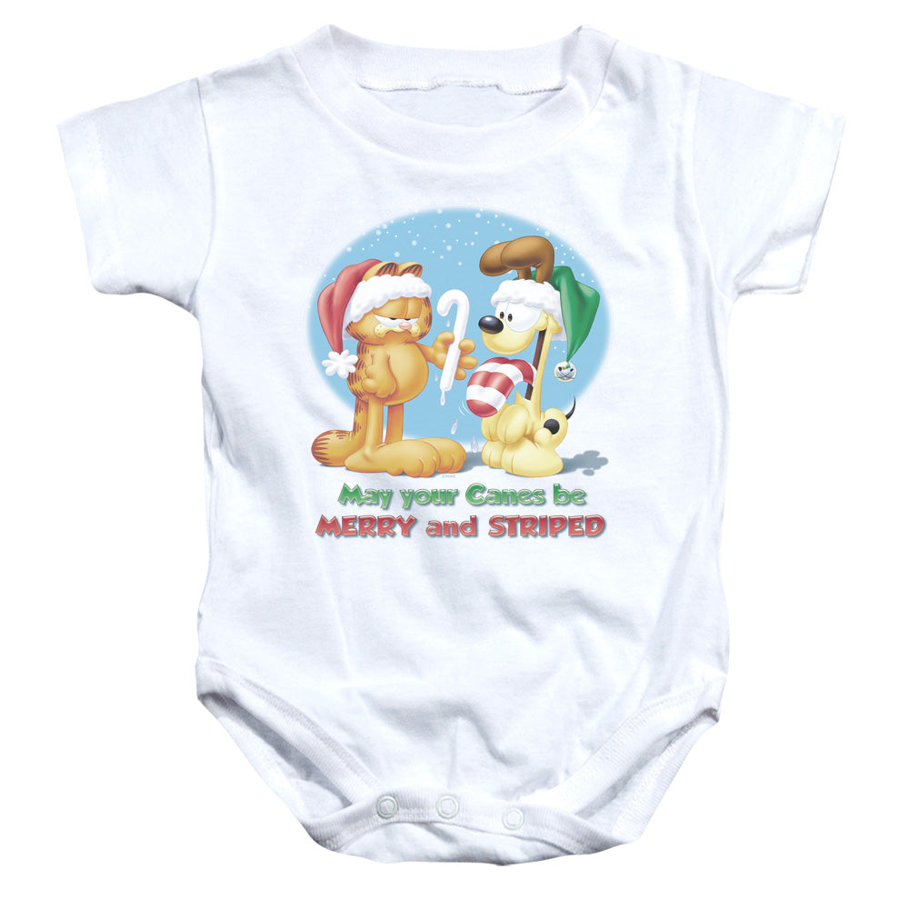 Garfield Merry and Striped Infant Baby Snapsuit White (12 Mos)
