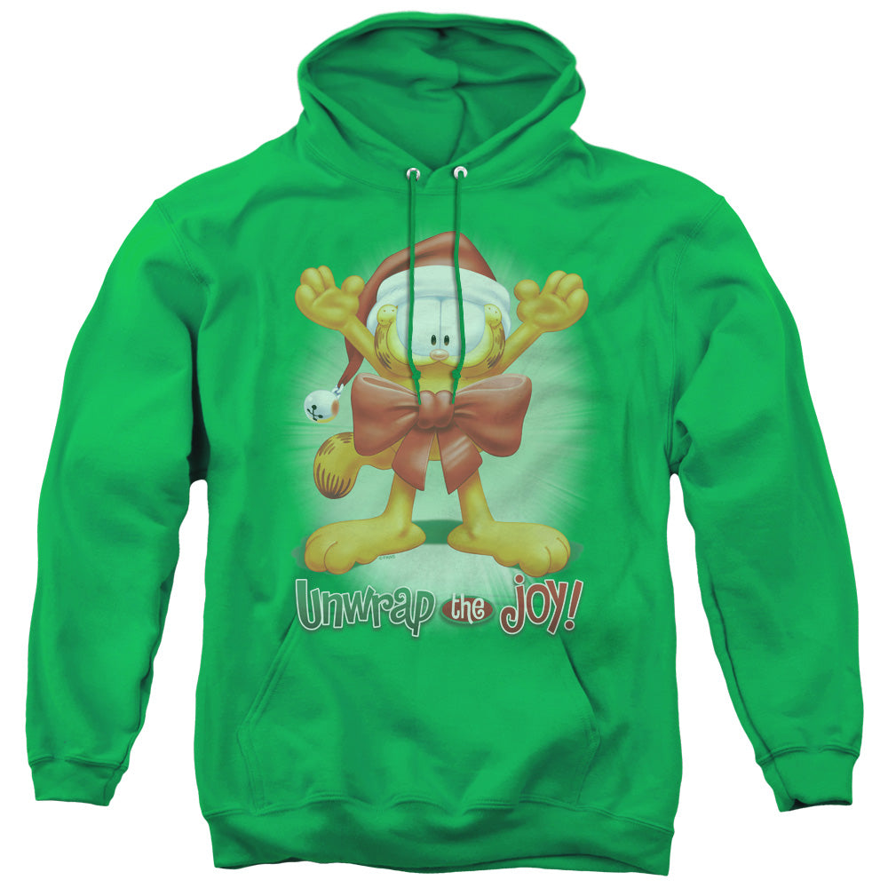Garfield Unwrap The Joy! Mens Hoodie Kelly Green