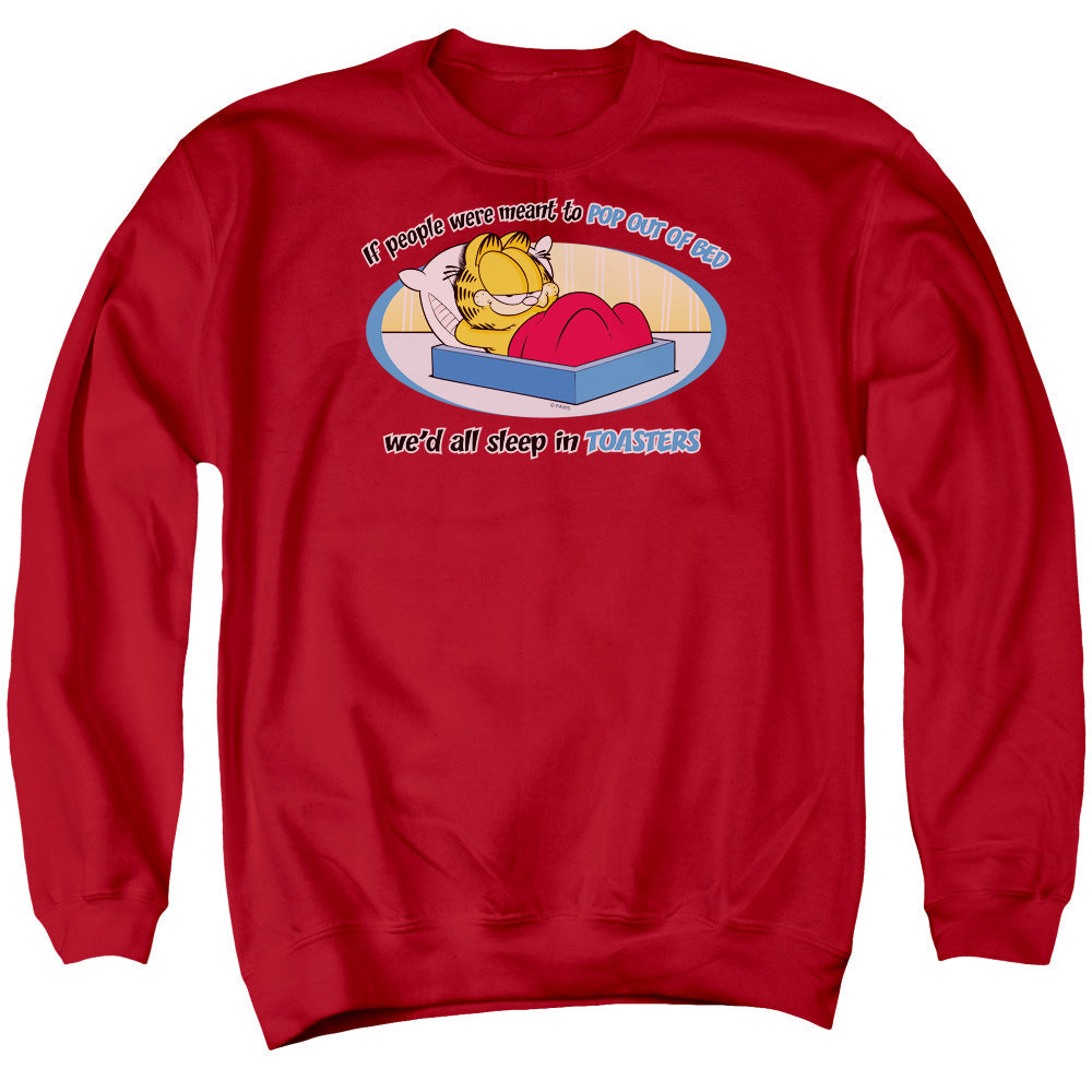 Garfield Pop Out of Bed Mens Crewneck Sweatshirt Red