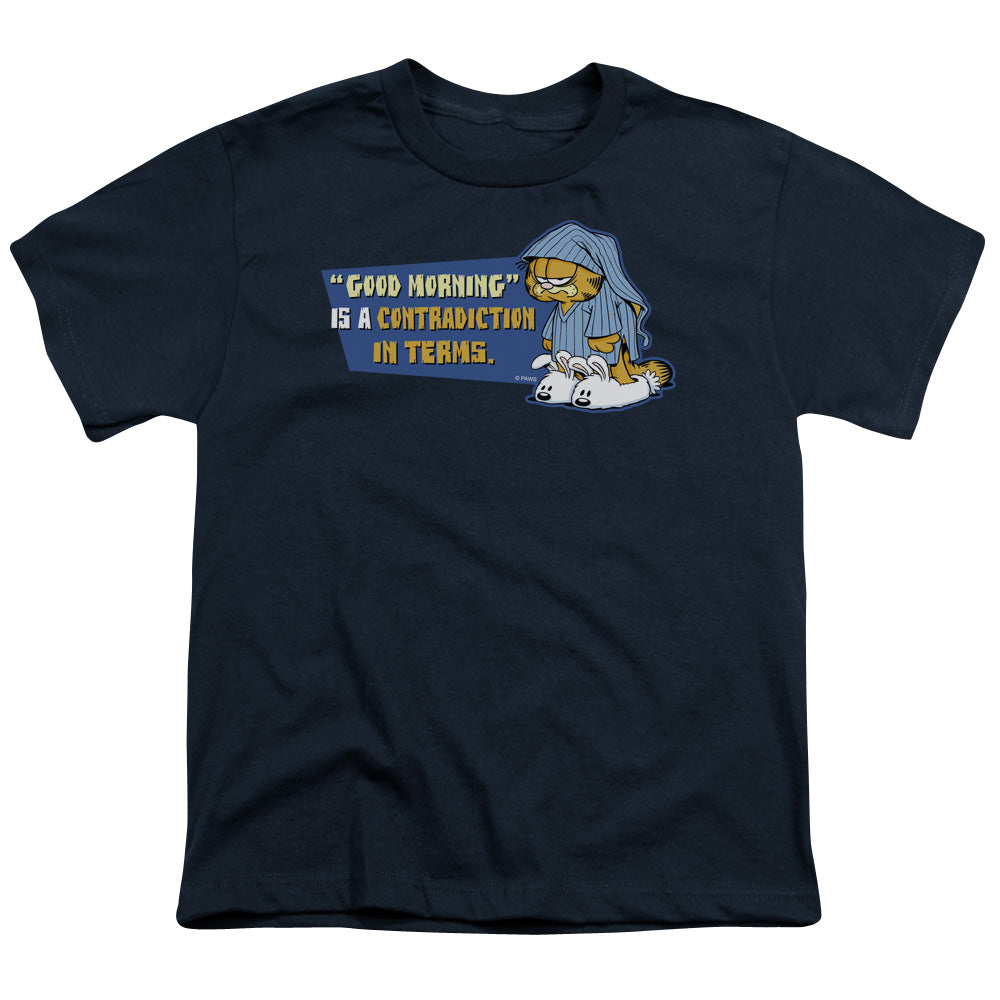 Garfield Contradicition in Terms Kids Youth T Shirt Navy