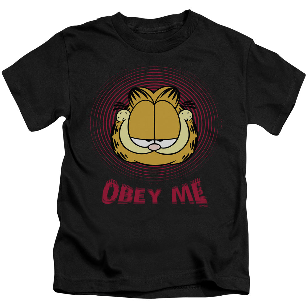 Garfield Obey Me Juvenile Kids Youth T Shirt Black