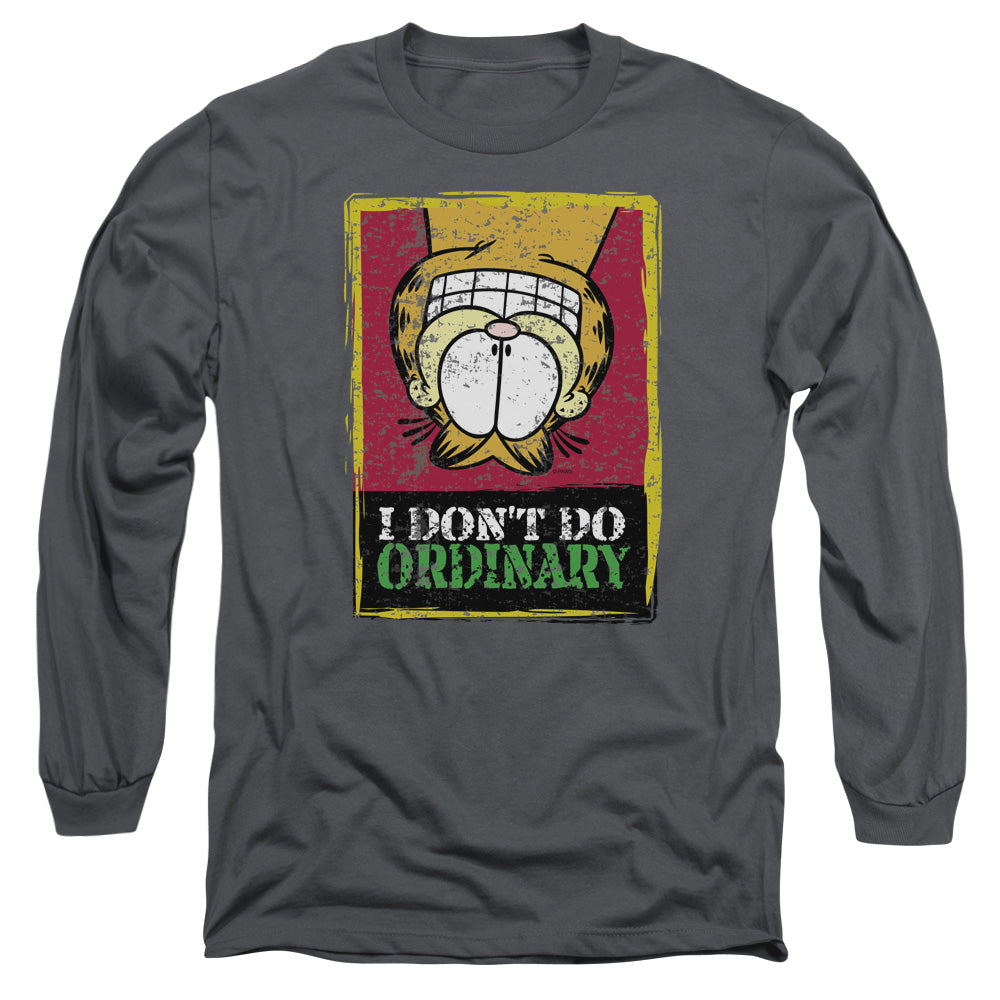 Garfield I Dont Do Ordinary Mens Long Sleeve Shirt Charcoal Officially Licensed