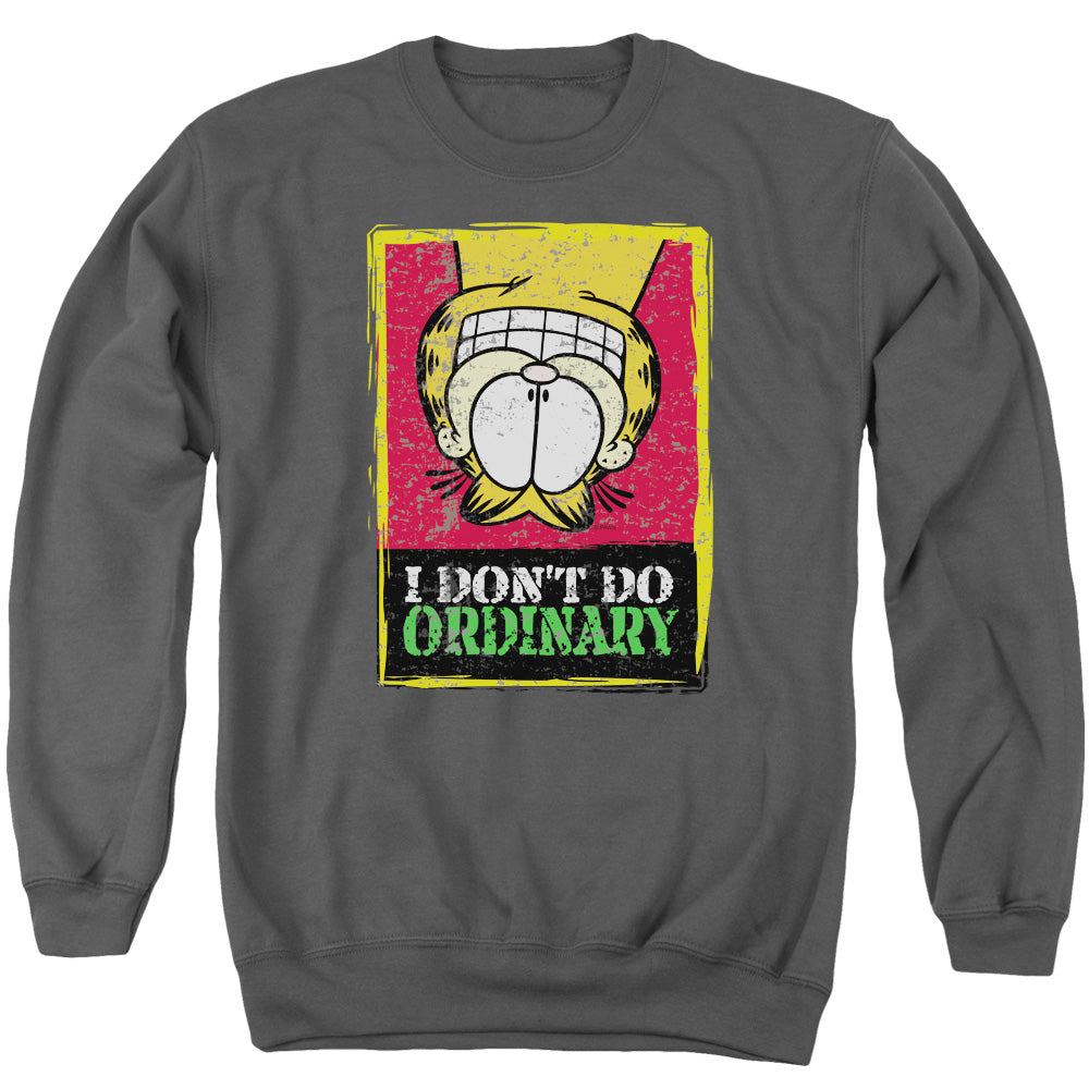 Garfield I Don't Do Ordinary Mens Crewneck Sweatshirt Charcoal