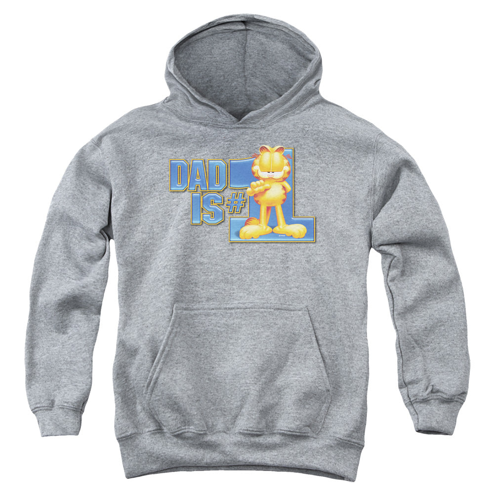 Garfield Dad is Number One Kids Youth Hoodie Heather