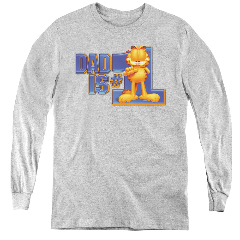 Garfield Dad is Number One Long Sleeve Kids Youth T Shirt Athletic Heather