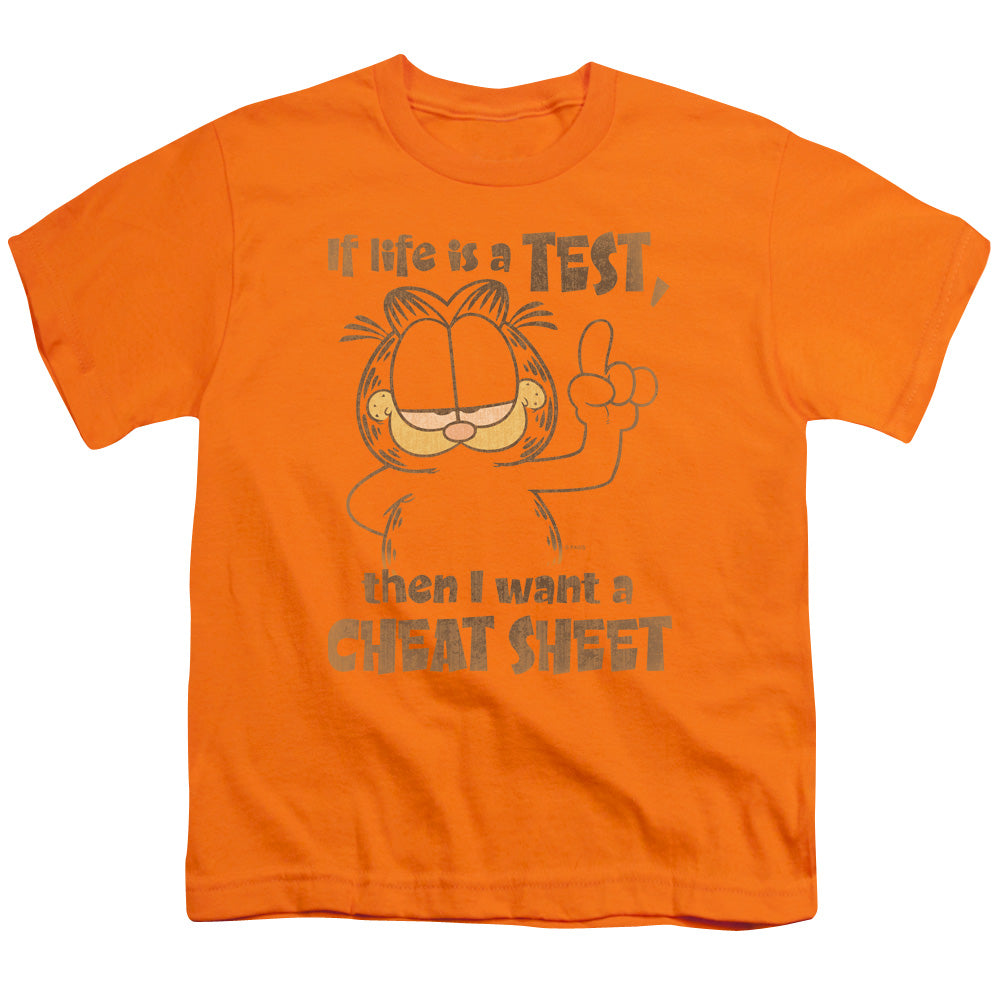 Garfield Cheat Sheet Kids Youth T Shirt Orange