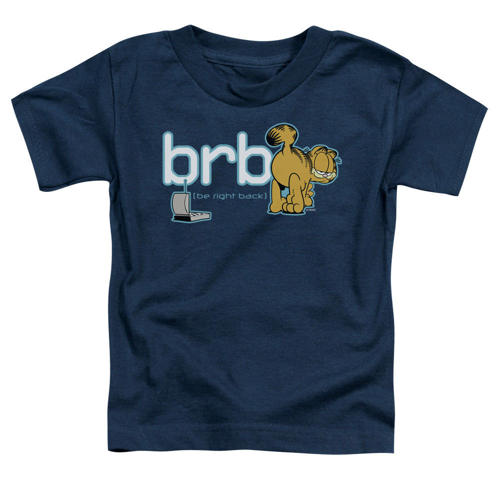 Garfield Be Right Back Toddler Kids Youth T Shirt Navy