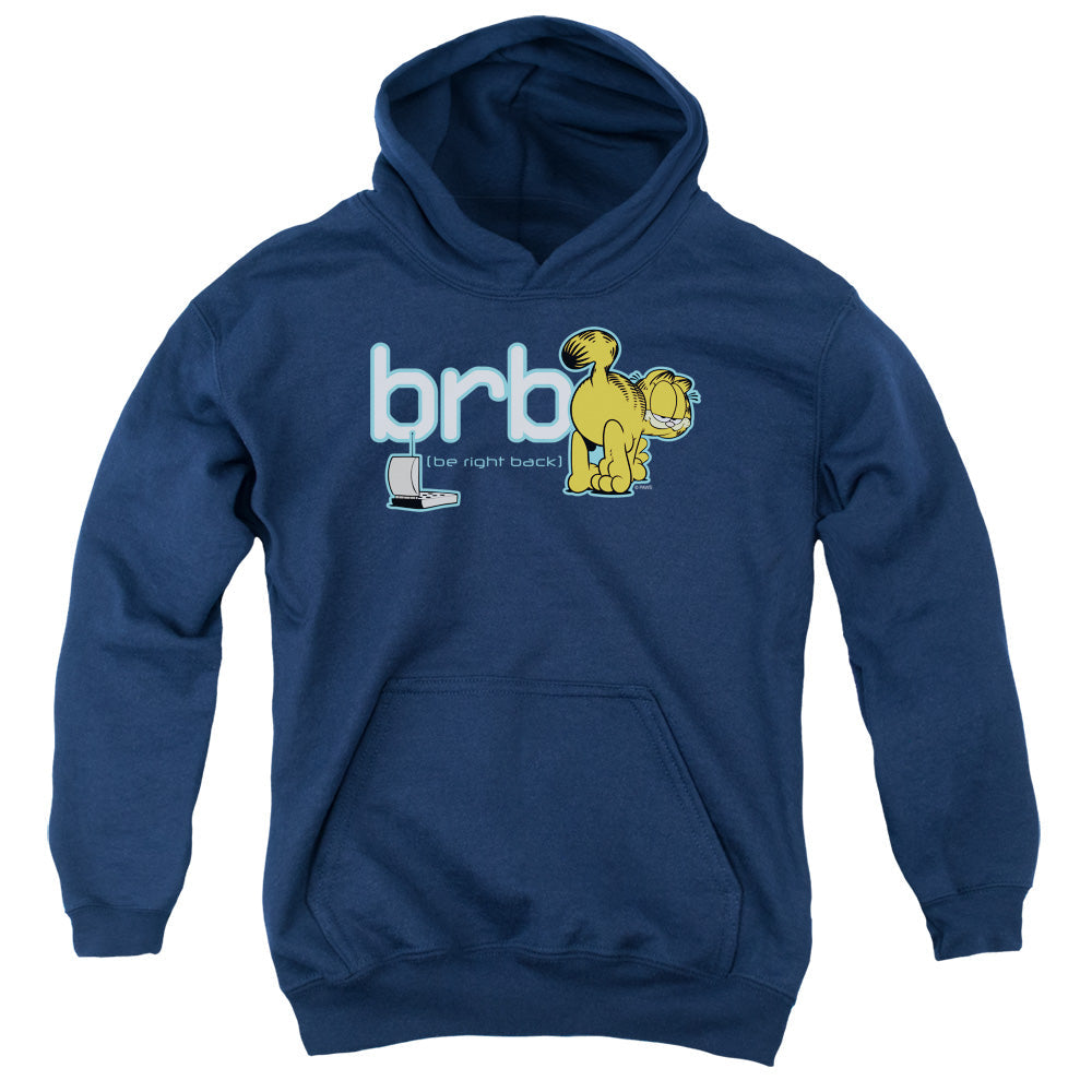 Garfield Be Right Back Kids Youth Hoodie Navy