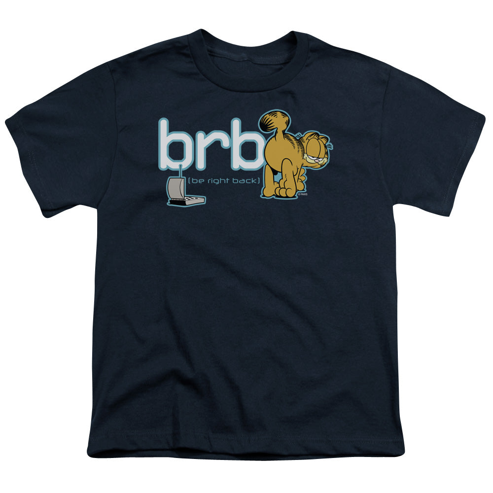 Garfield Be Right Back Kids Youth T Shirt Navy