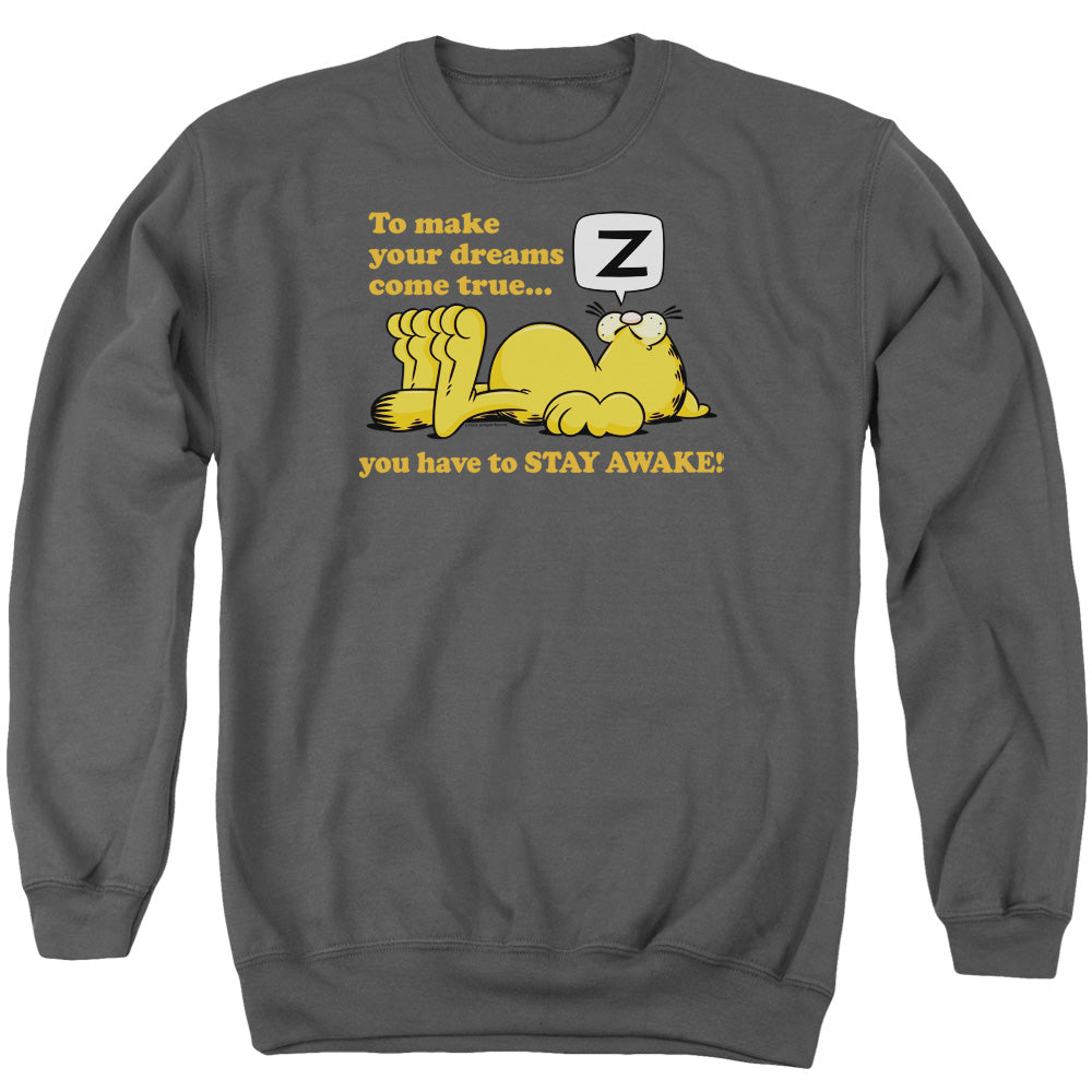 Garfield Stay Awake Mens Crewneck Sweatshirt Charcoal
